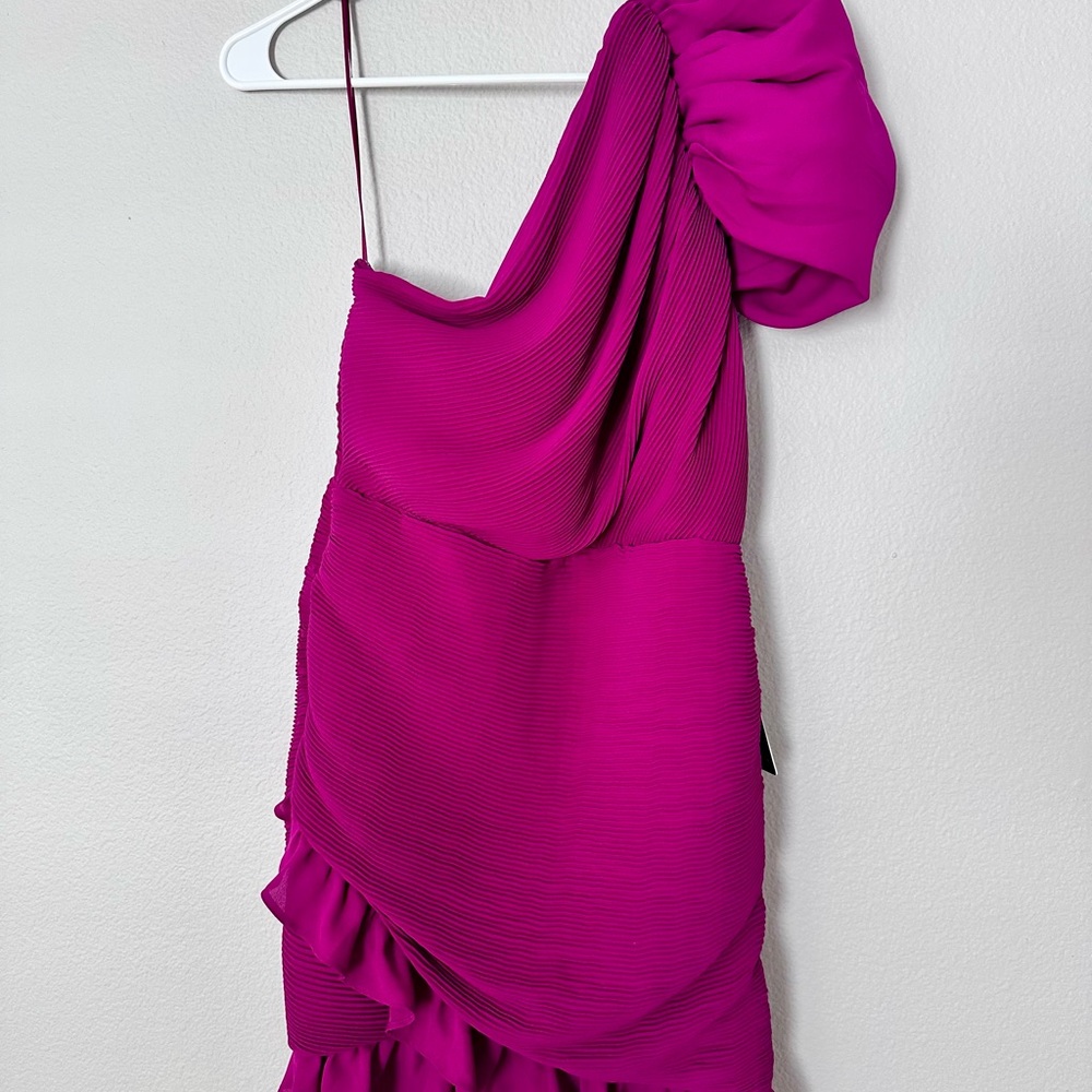 Express Vibrant Pink One-Shoulder Dress